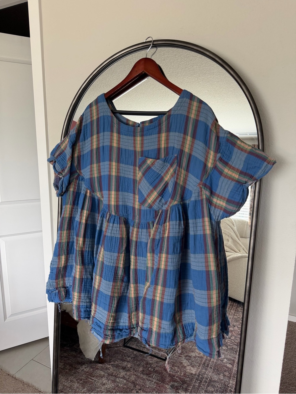 We The Free (Free People) Blue Plaid Tunic